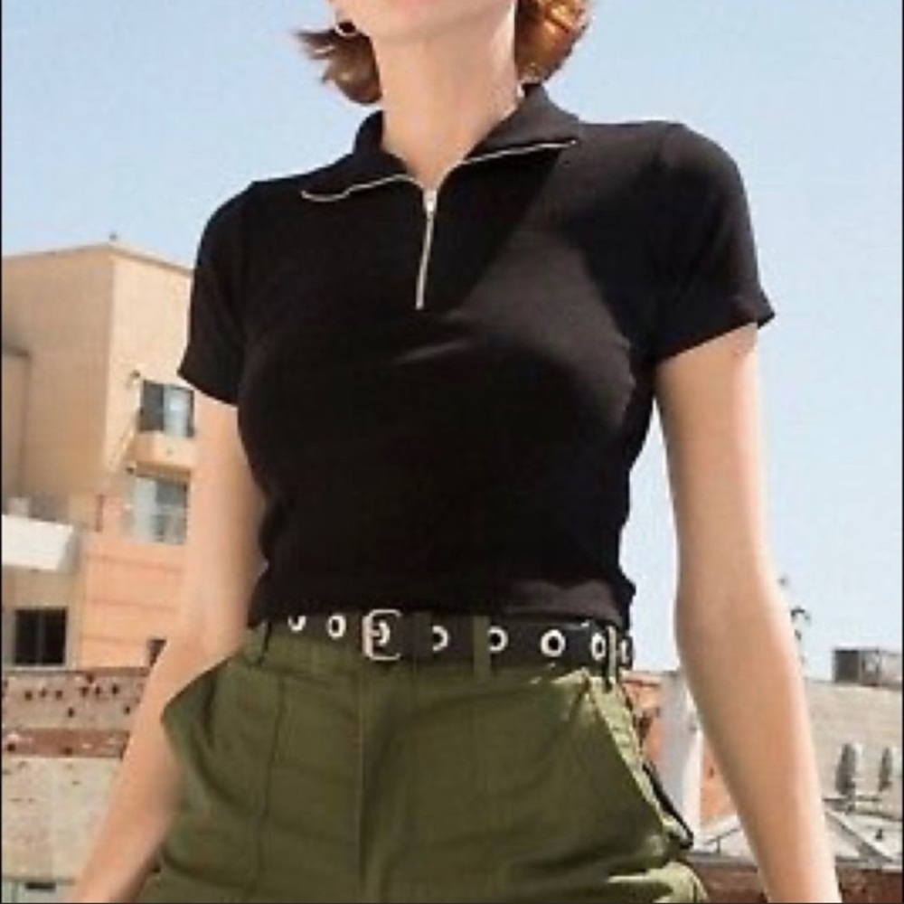 Brandy Melville black zip crop top
